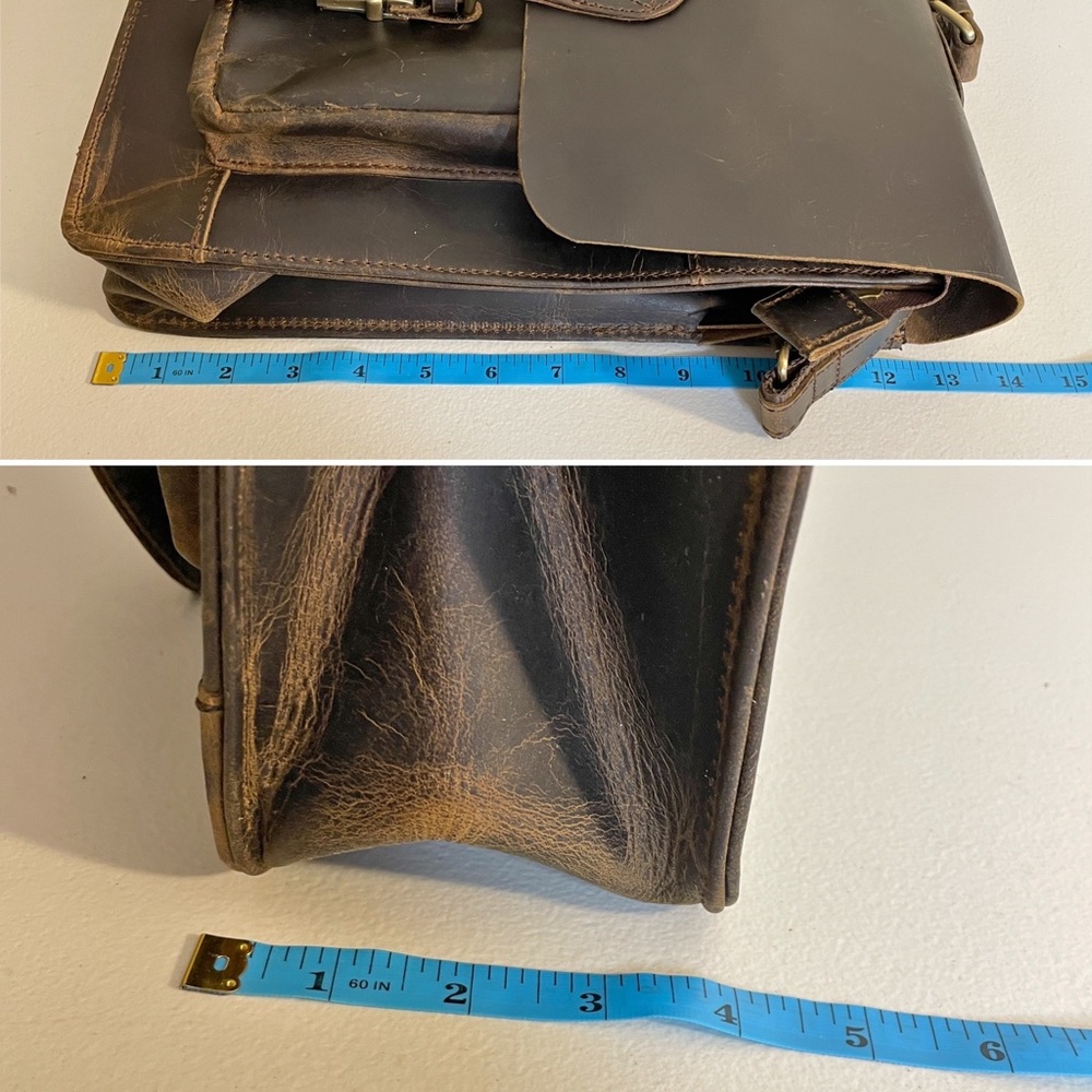 New Fullgrain Buffalo Leather Distressed Messenger Bag - Picture 16 of 16